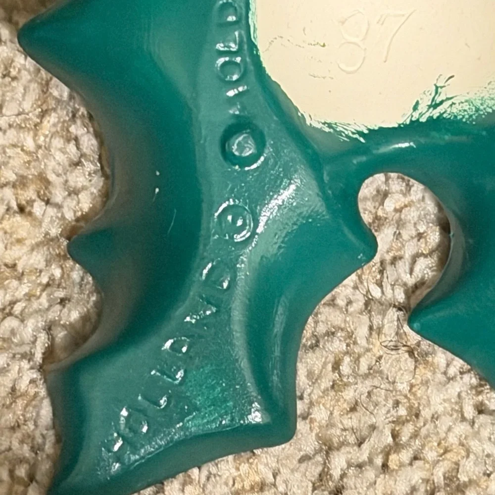 Vintage Holland Mold  Green Holly Leaf Candle Holder